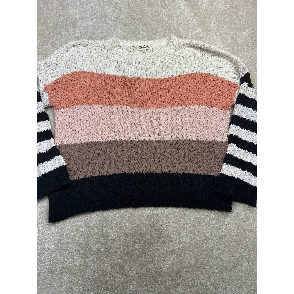 Listicle‎ Striped Popcorn Knit Sweater M Multicolor Relaxed Boho Eclectic Cozy